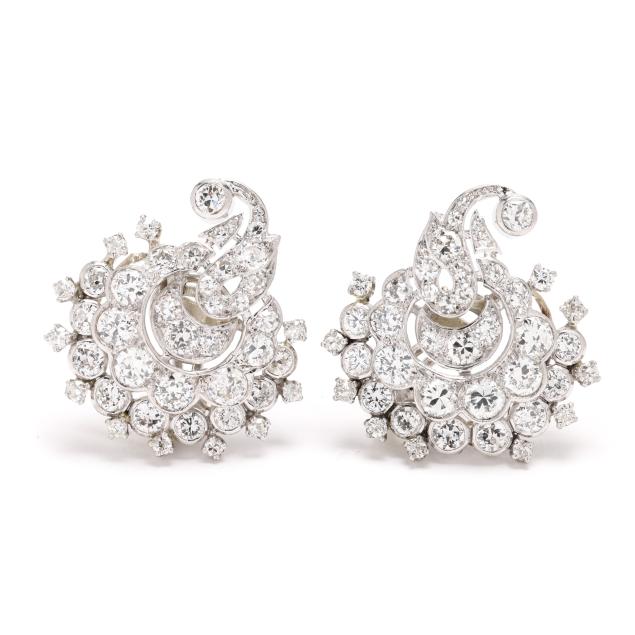 platinum-and-diamond-scroll-earrings