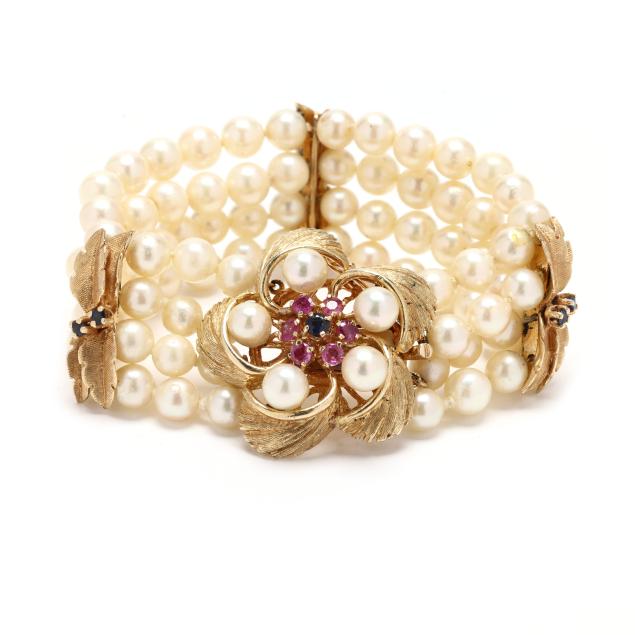 vintage-multi-strand-pearl-bracelet-with-a-gold-and-gem-set-clasp