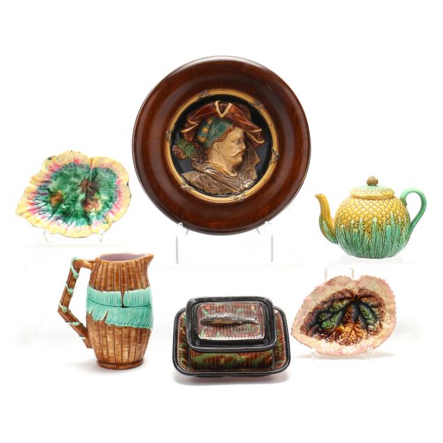 a-collection-of-six-majolica-items