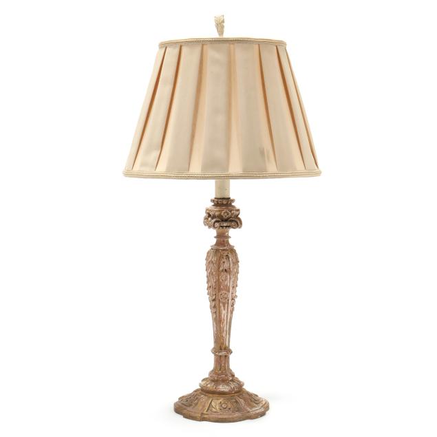 a-continental-carved-and-gilt-candlestick-table-lamp