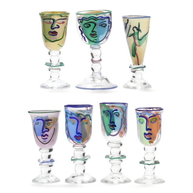 bernstein-nc-seven-art-glass-face-goblets