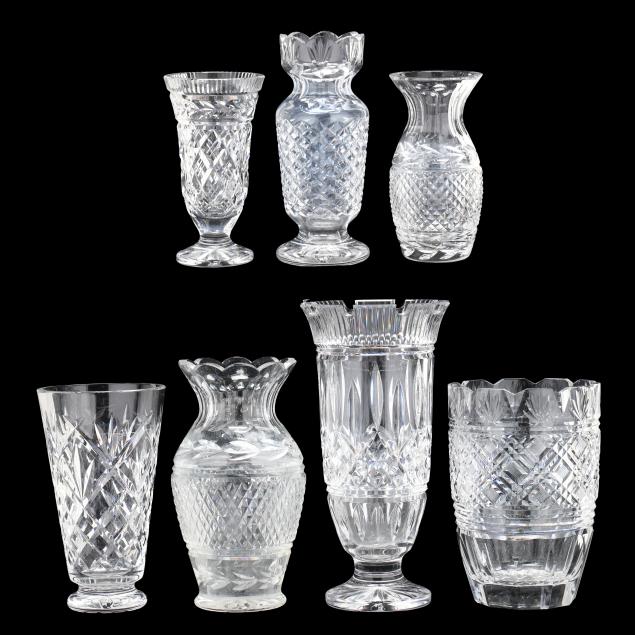 seven-assorted-waterford-crystal-vases