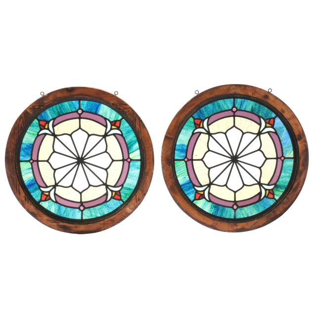 a-pair-of-architecturally-salvaged-stained-glass-roundels