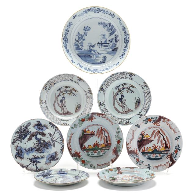 a-group-of-eight-delft-plates-with-chinoiserie-decoration