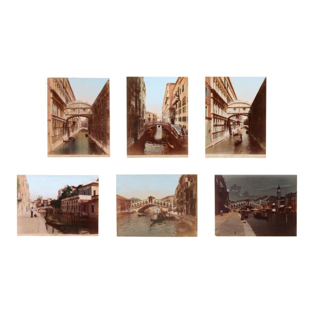 six-antique-hand-tinted-photographs-of-bridges-in-venice