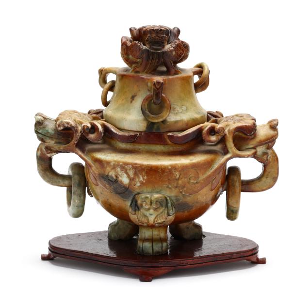 a-large-chinese-carved-soapstone-censer-with-cover