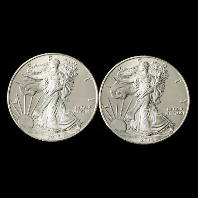 two-2-brilliant-uncirculated-one-ounce-american-silver-eagles-both-2015