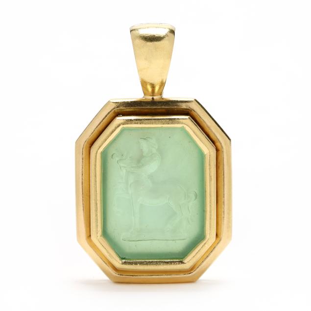 gold-and-green-venetian-glass-intaglio-pendant-enhancer-elizabeth-locke