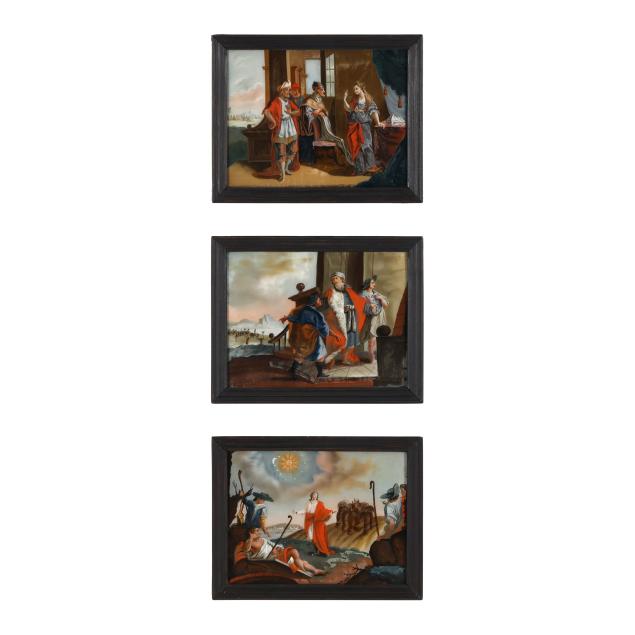 three-continental-reverse-glass-paintings-of-allegorical-scenes