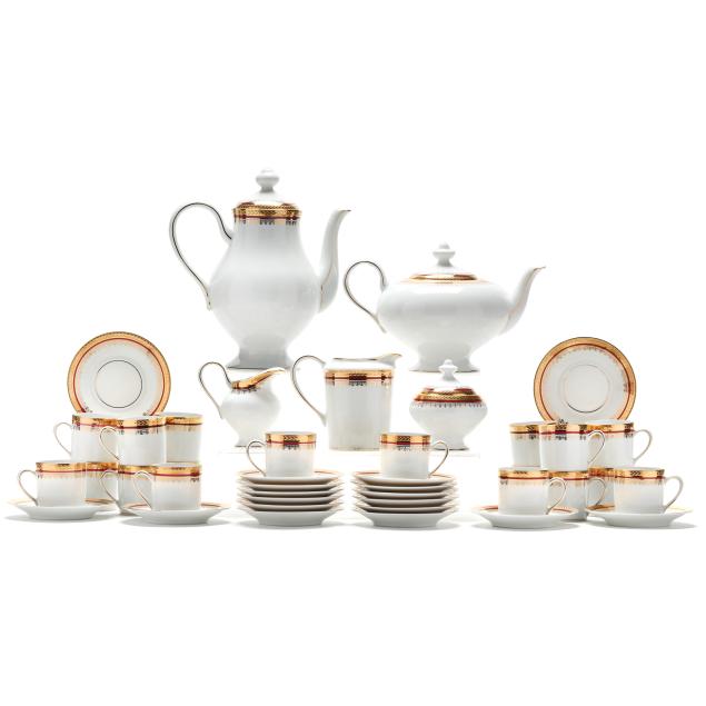 bernardaud-limoges-i-florizel-red-i-tea-and-coffee-service-41-pieces