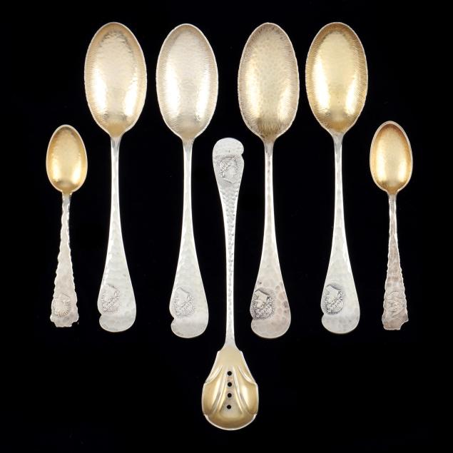 collection-of-rare-wood-hughes-hammered-medallion-sterling-silver-spoons