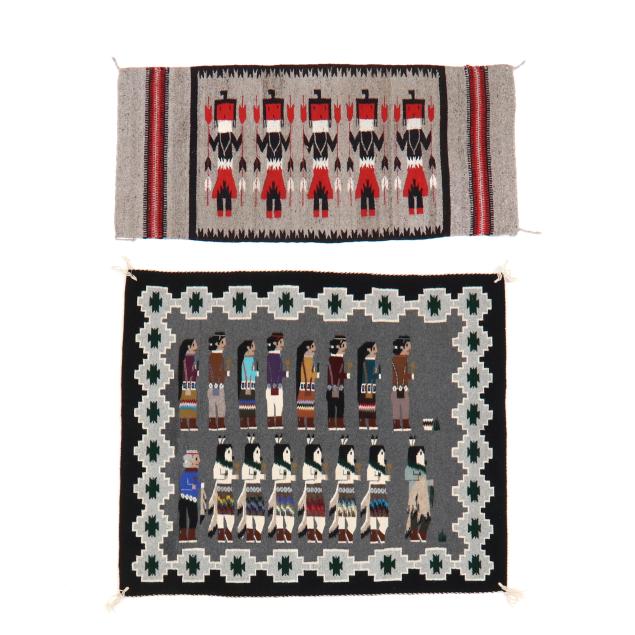 two-navajo-yei-figural-area-rugs