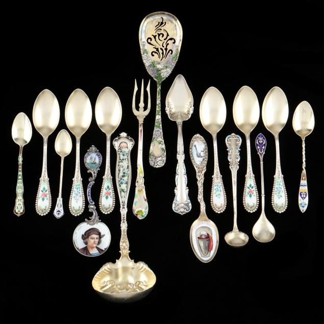 assortment-of-american-sterling-silver-enameled-flatware