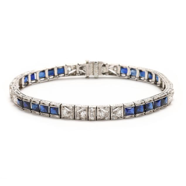 art-deco-platinum-synthetic-sapphire-and-diamond-bracelet