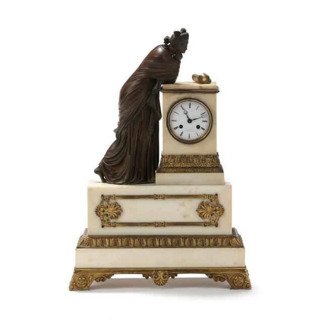 french-empire-bronze-and-marble-mantel-clock-figuring-clio-signed-naudin