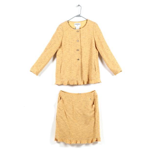 vintage-chanel-yellow-tweed-skirt-and-jacket-set