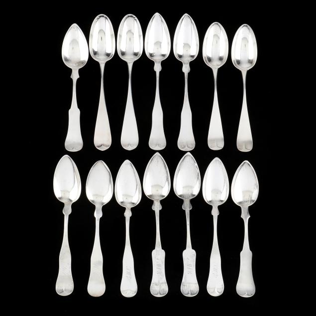 fourteen-american-coin-silver-tablespoons