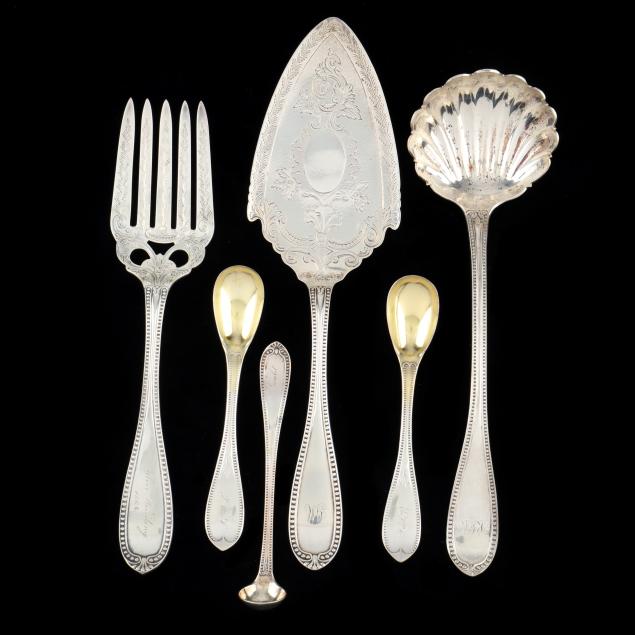 six-american-silver-flatware-servers-with-bead-course-handles