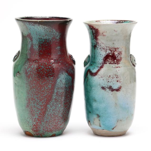 two-jugtown-chinese-blue-glazed-dogwood-vases