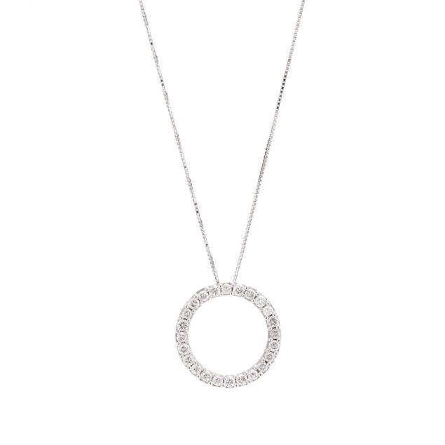 white-gold-and-diamond-circle-pendant-necklace