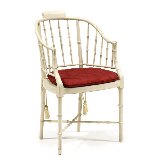 baker-faux-bamboo-painted-armchair