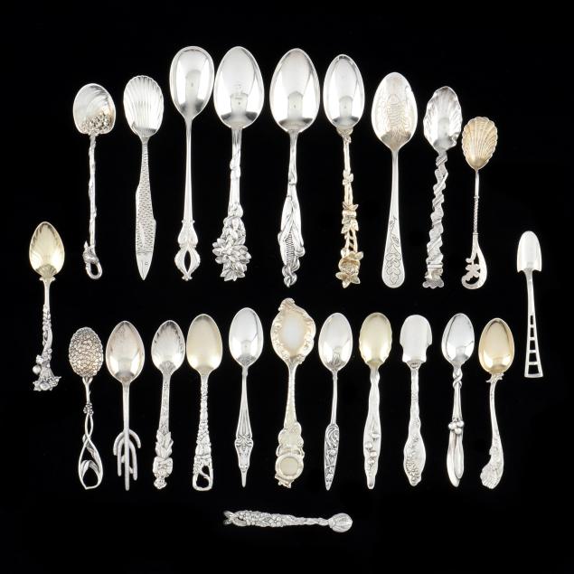 collection-of-sterling-silver-spoons-in-unique-patterns