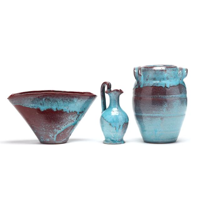 three-chinese-blue-glazed-northstate-vessels