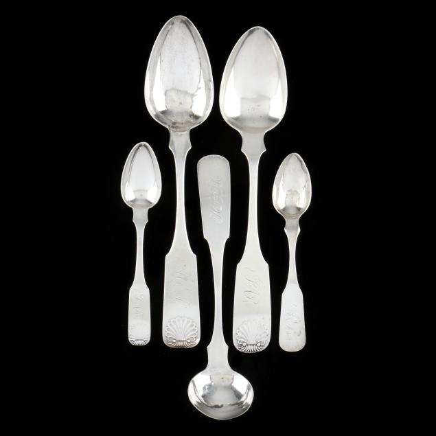 five-north-carolina-coin-silver-flatware-items-mark-of-bernard-dupuy