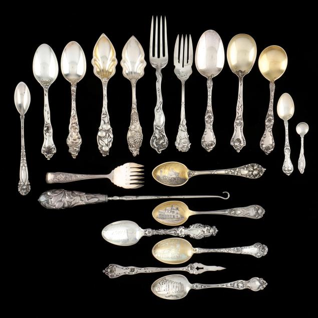 assortment-of-art-nouveau-style-sterling-silver-flatware