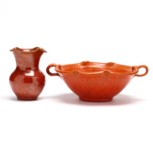 royal-crown-pottery-chrome-red-glazed-bowl-and-vase