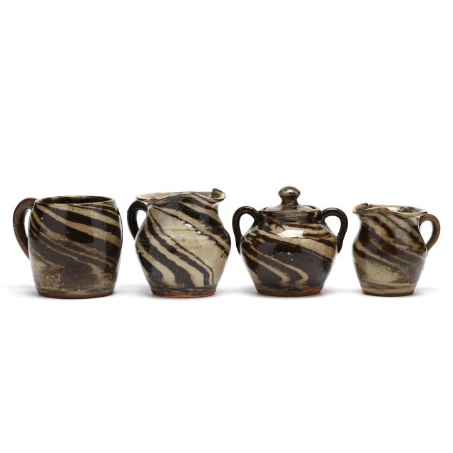 four-pieces-reinhardt-brothers-swirl-pottery