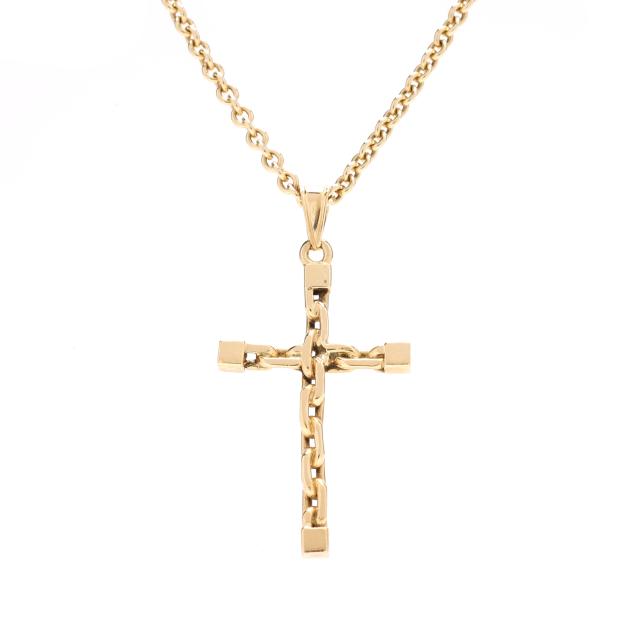 gold-chain-necklace-with-a-gold-cross-pendant