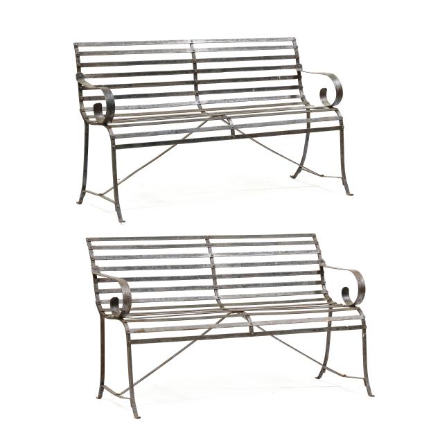 pair-of-vintage-iron-park-benches