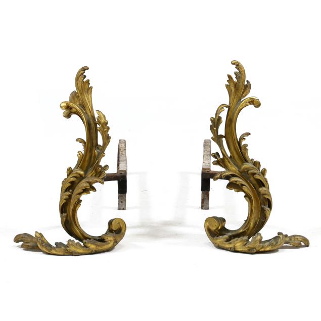 pair-of-french-rococo-style-gilt-brass-andirons