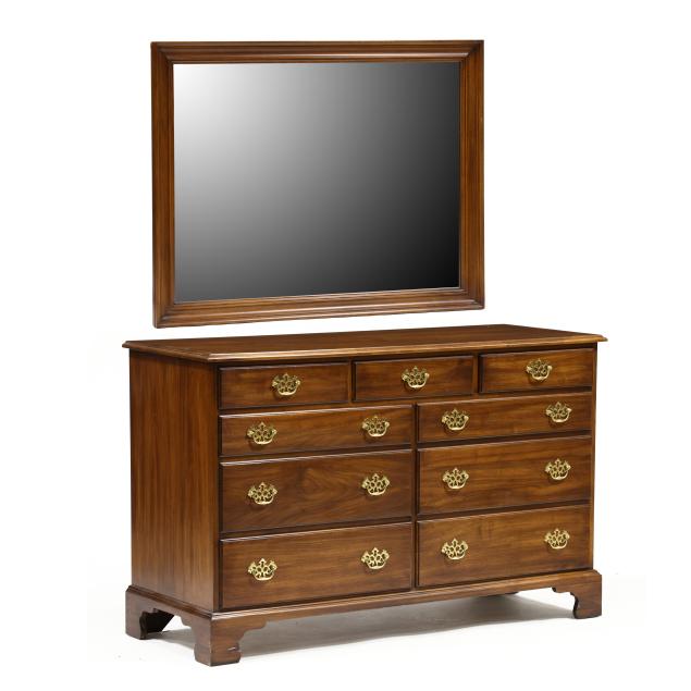 henkel-harris-chippendale-style-walnut-dresser-and-mirror