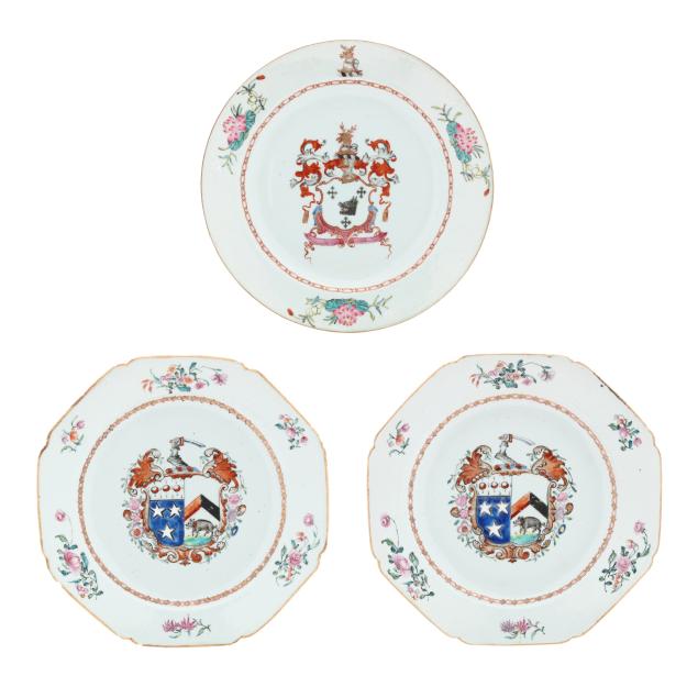 three-chinese-export-porcelain-armorial-dishes