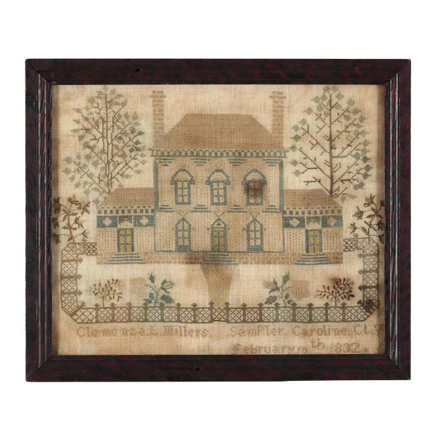 clemenza-miller-s-house-sampler-dated-1832-caroline-county-virginia