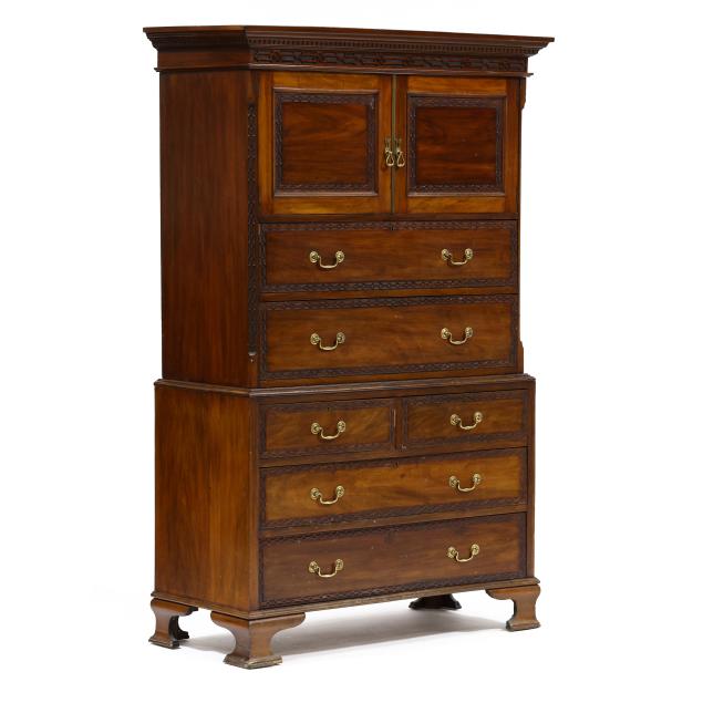 edwardian-chinese-chippendale-style-mahogany-chifferobe