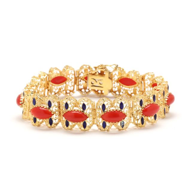 gold-coral-and-enamel-bracelet-italy