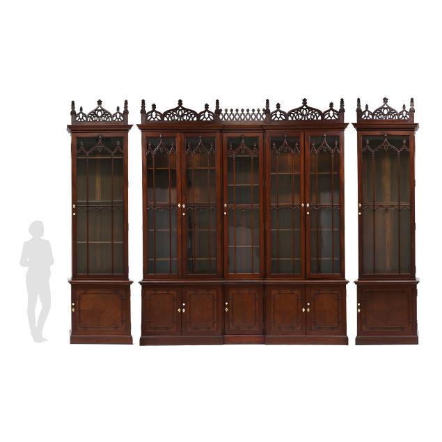 set-of-three-english-gothic-revival-mahogany-bookcases-james-river-plantation-history