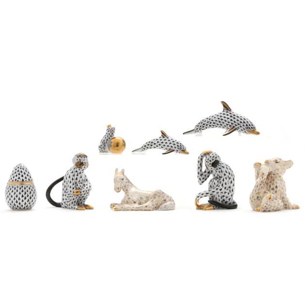 eight-herend-porcelain-animal-figures