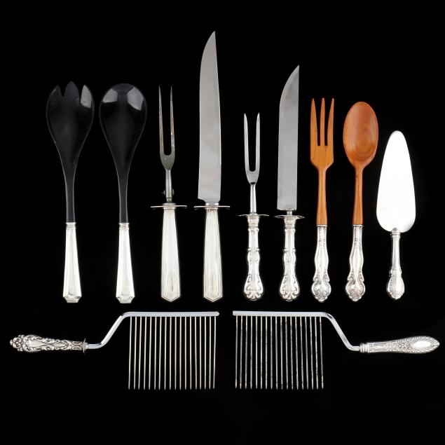 eleven-american-sterling-silver-handled-flatware-servers