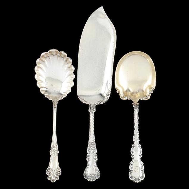 three-american-sterling-silver-flatware-servers