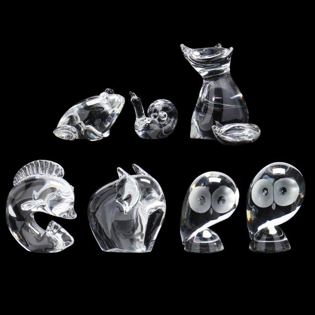 seven-steuben-glass-animals