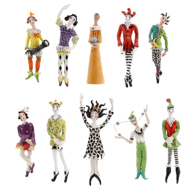 justine-ferreri-nc-a-grouping-of-ten-whimsical-ceramic-figures