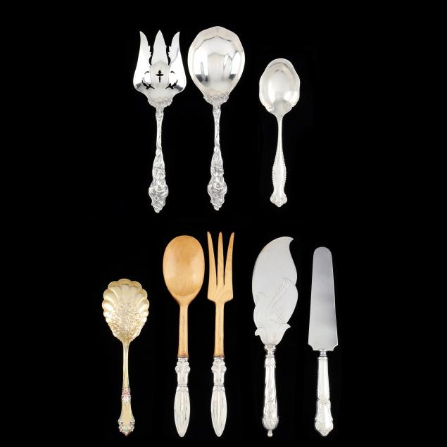 eight-assorted-silver-flatware-servers