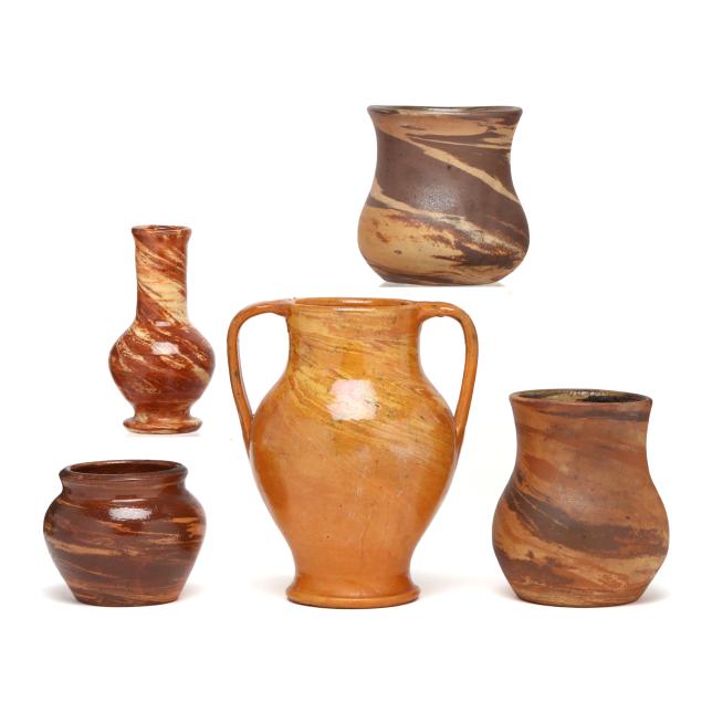 five-swirl-ware-nc-pottery-vessels