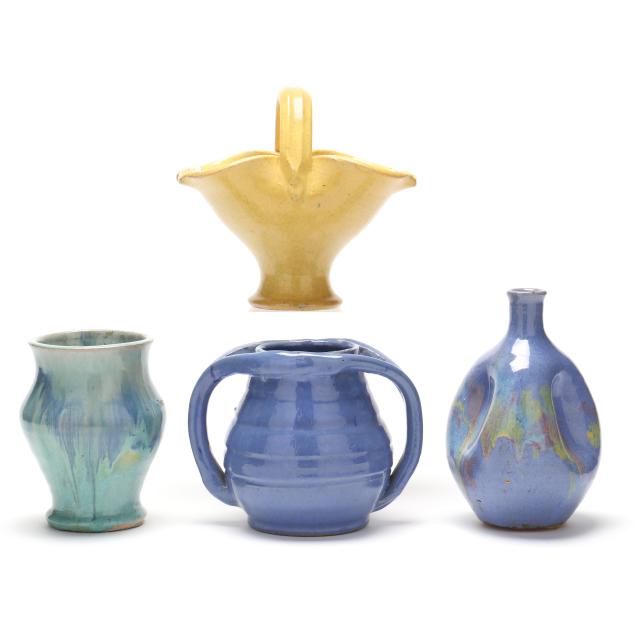 four-early-a-r-cole-pottery-vases