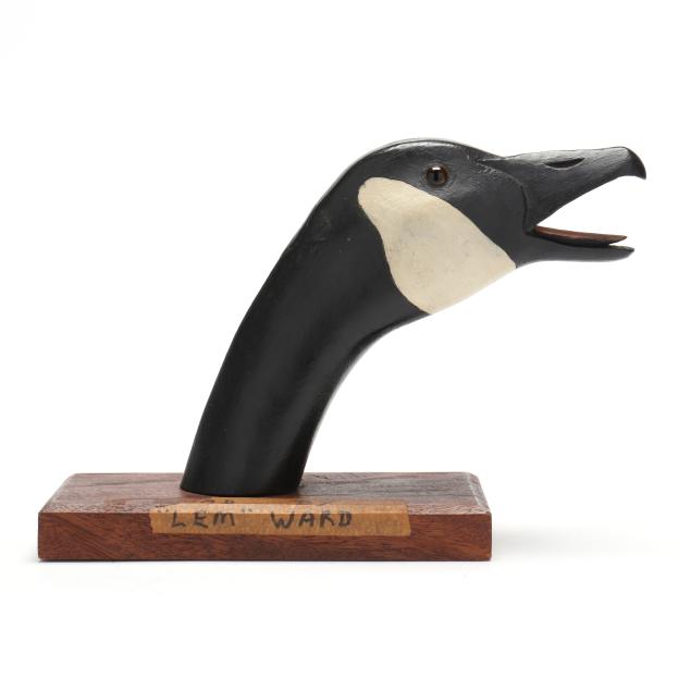 lem-ward-md-1896-1984-calling-goose-head-on-walnut-base