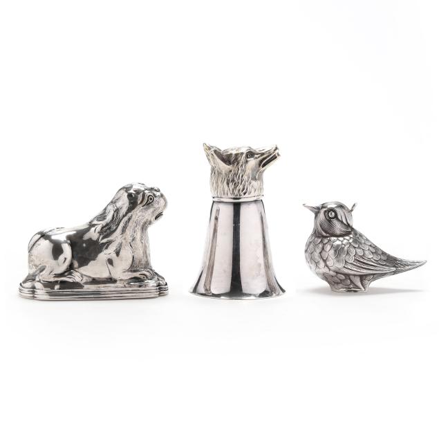 three-antique-vintage-silver-animal-form-objects